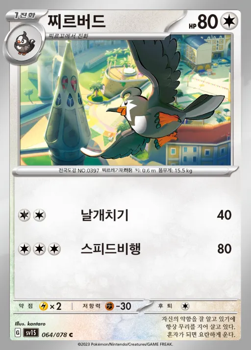 스칼렛 ex 韓国語版 찌르버드 64 カード表面