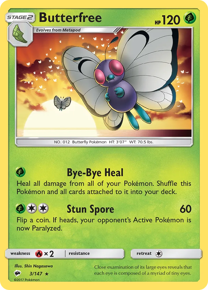 Sun & Moon—Burning Shadows 英語版 Butterfree 3 カード表面