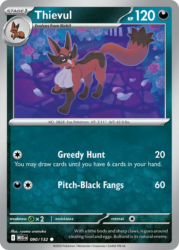 Mega Evolution 英語版 Thievul 90 カード表面