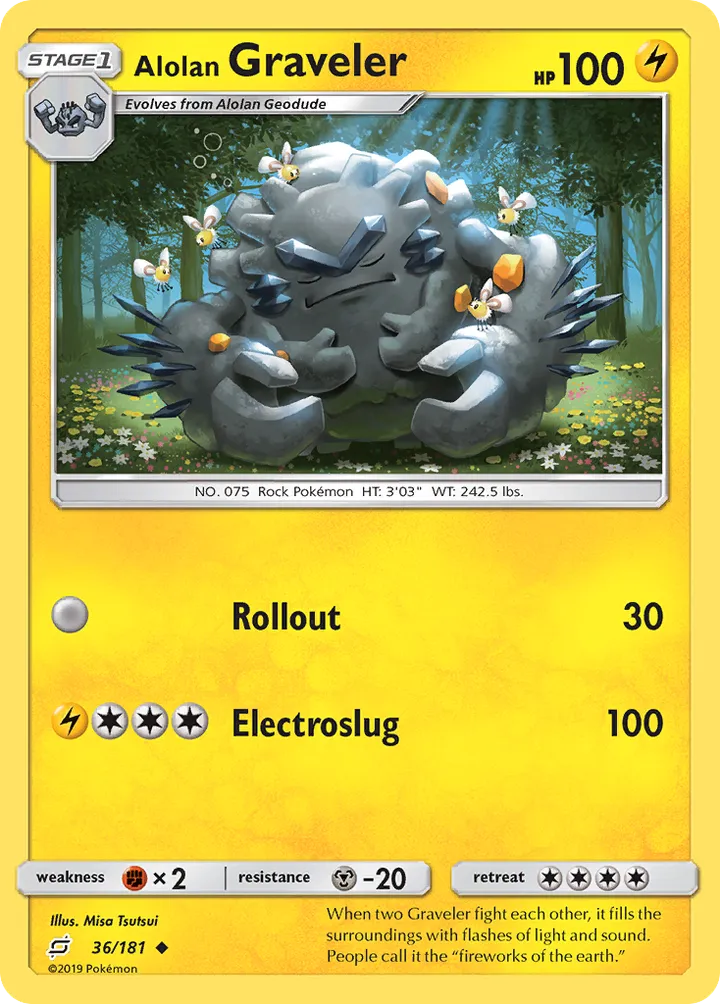 Sun & Moon—Team Up 英語版 Alolan Graveler 36 カード表面