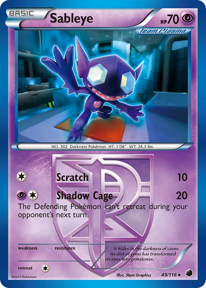 Black & White—Plasma Freeze 영어판 Sableye 49 카드 앞면
