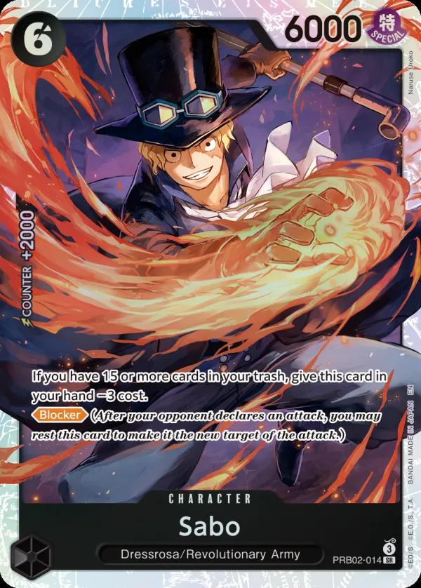 One Piece Card The Best vol.2 영어판 Sabo PRB02-014 카드 앞면