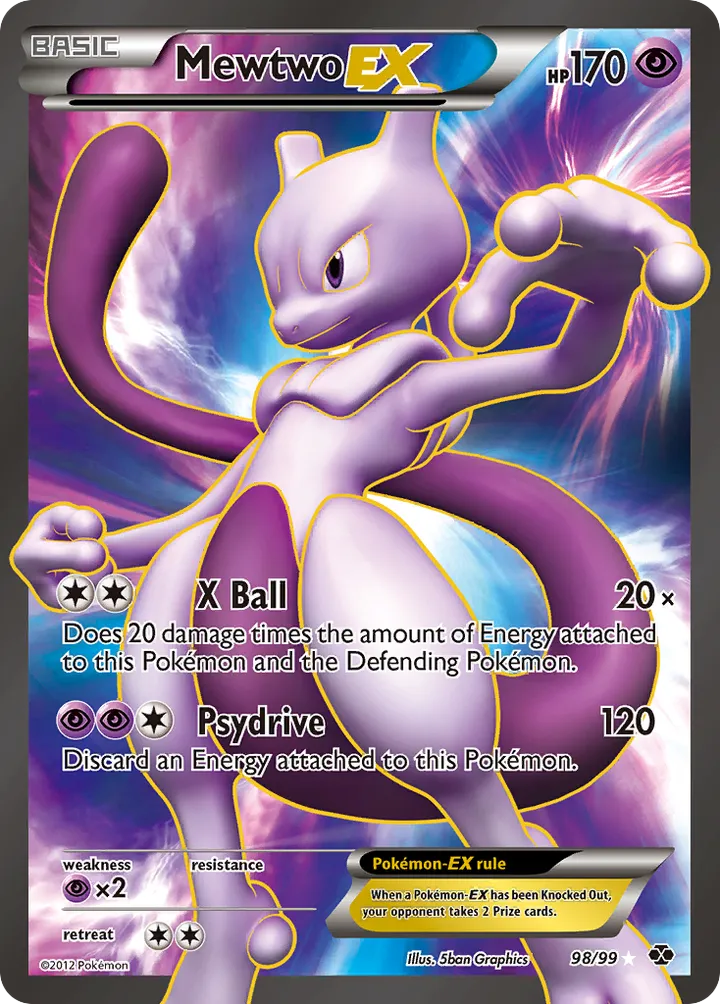 Black & White—Next Destinies 영어판 Mewtwo-EX 98 카드 앞면