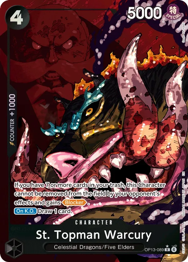 Carrying on His Will 英語版 St. Topman Warcury OP13-089 · パラレル カード表面