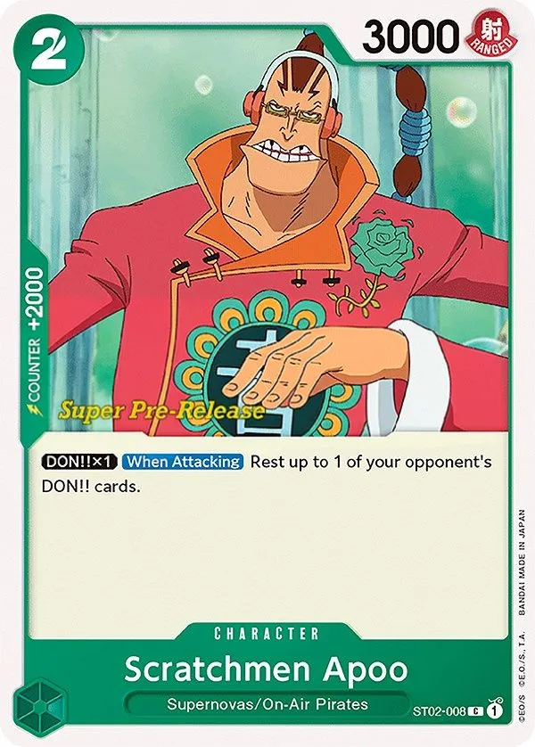 Worst Generation 英語版 Scratchmen Apoo ST02-008 · プレリリース カード表面