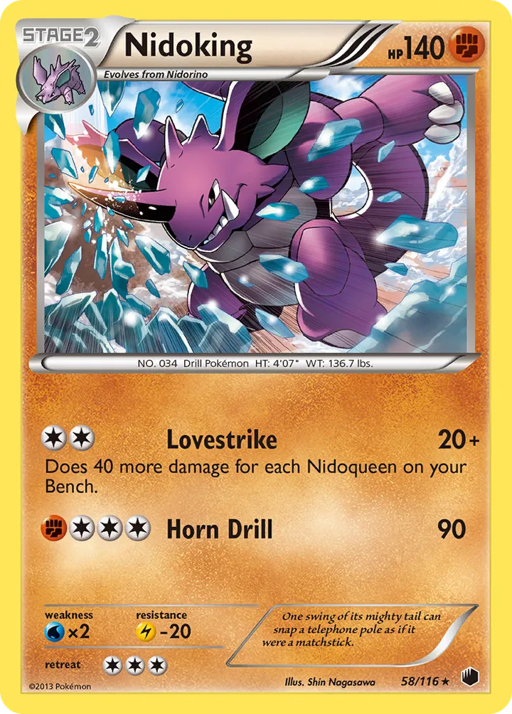 Black & White—Plasma Freeze 영어판 Nidoking 58 카드 앞면