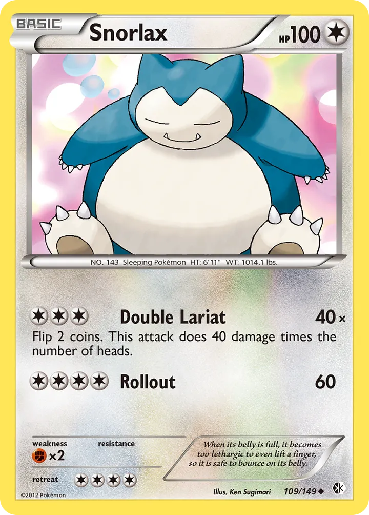 Black & White—Boundaries Crossed 영어판 Snorlax 109 카드 앞면