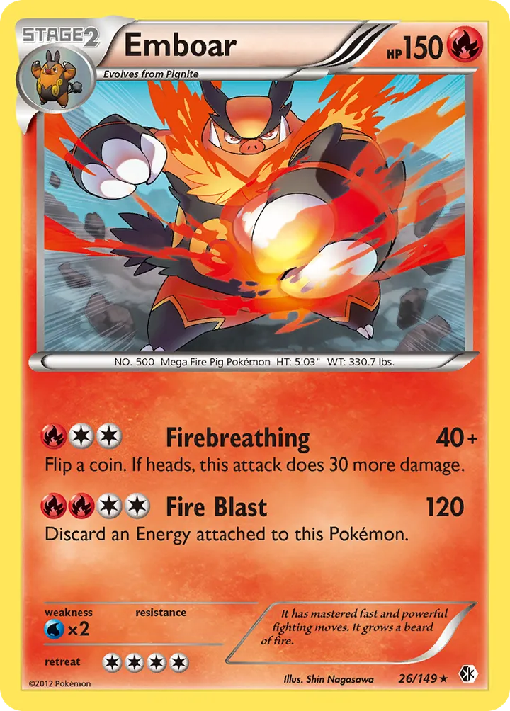 Black & White—Boundaries Crossed 영어판 Emboar 26 카드 앞면