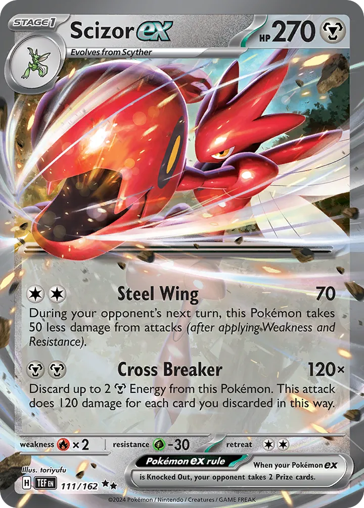 Scarlet & Violet—Temporal Forces 영어판 Scizor ex 111 카드 앞면