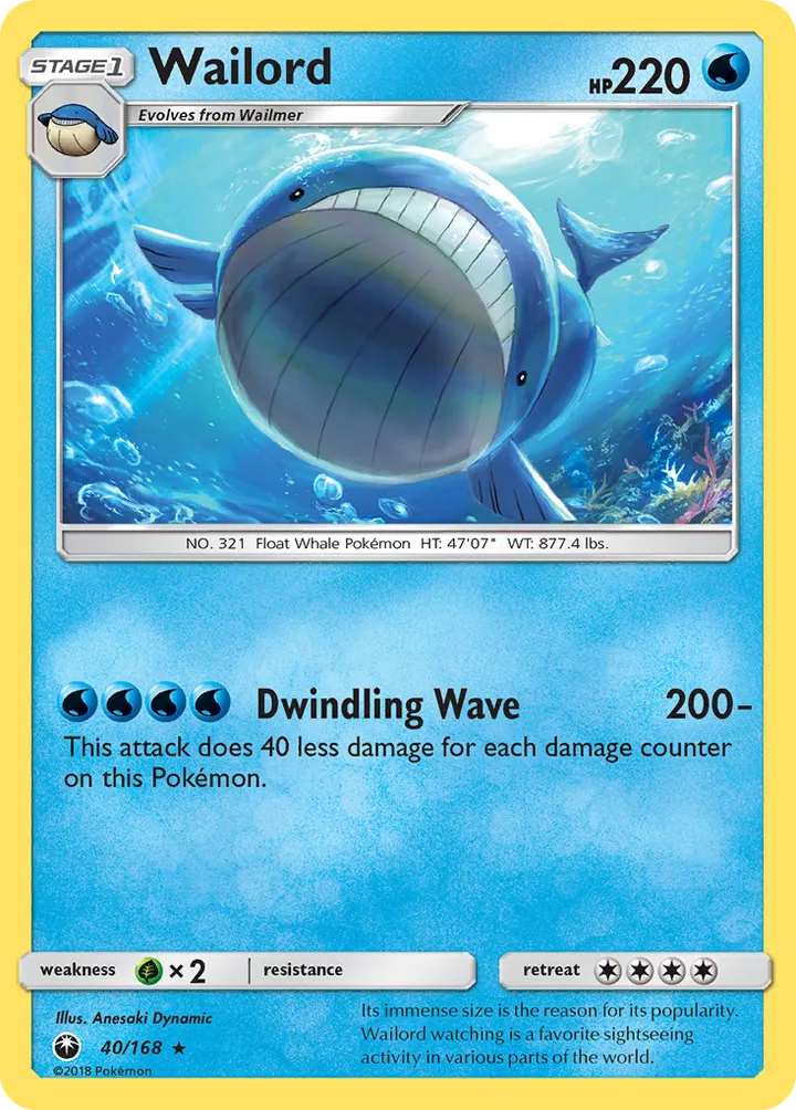 Sun & Moon—Celestial Storm 영어판 Wailord 40 카드 앞면