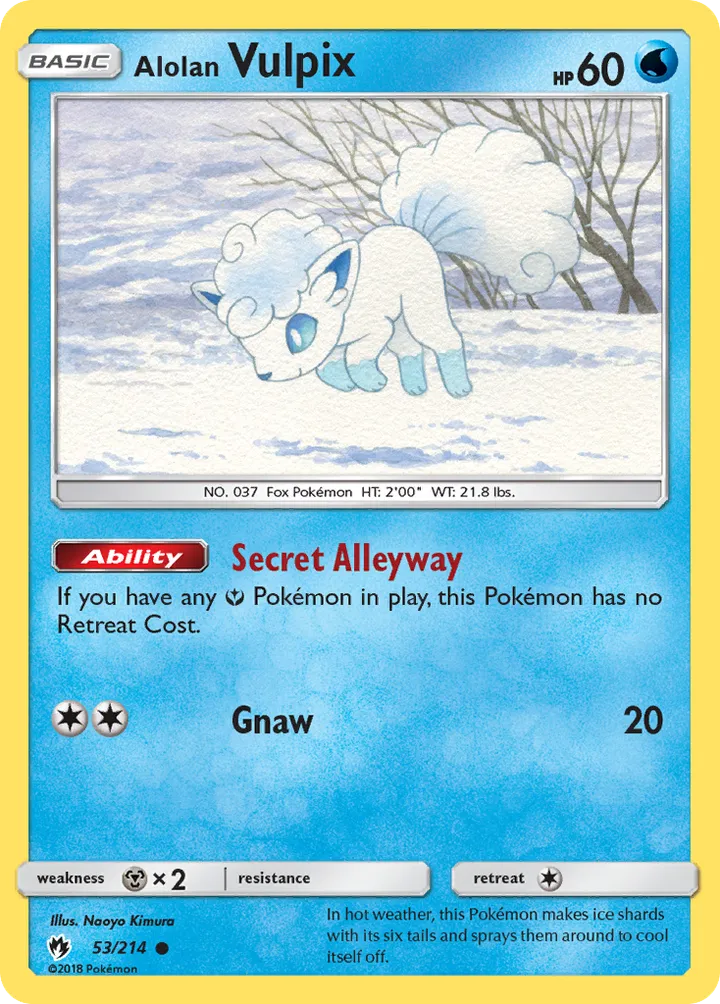 Sun & Moon—Lost Thunder 英語版 Alolan Vulpix 53 カード表面