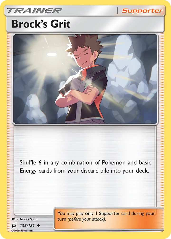 Sun & Moon—Team Up 英語版 Brock's Grit 135 カード表面