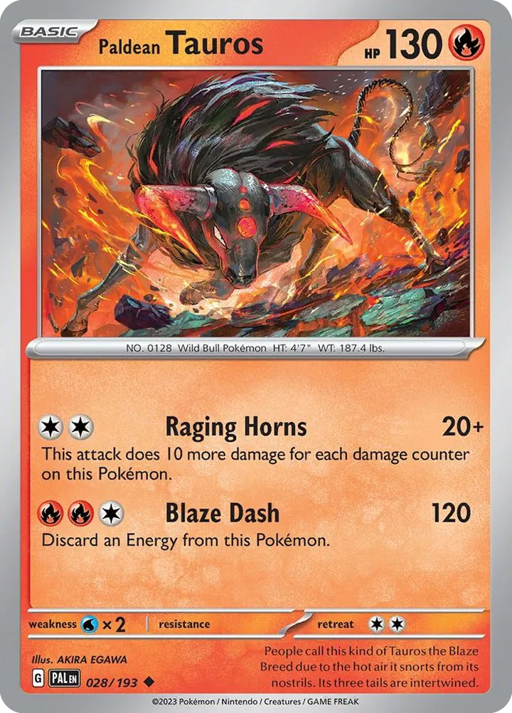 Scarlet & Violet—Paldea Evolved 영어판 Paldean Tauros 28 카드 앞면