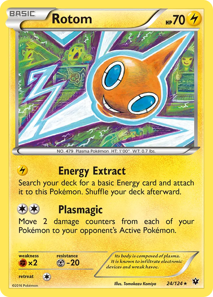 XY—Fates Collide 영어판 Rotom 24 카드 앞면