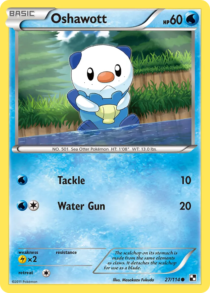 Black & White 영어판 Oshawott 27 카드 앞면