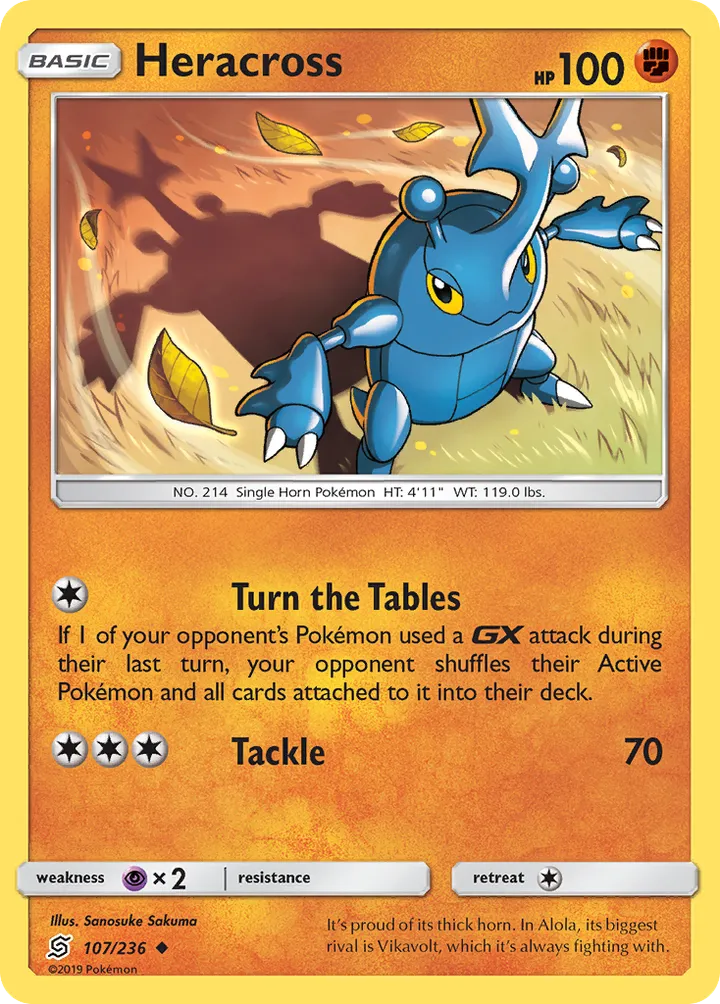 Front of Heracross 107, Sun & Moon—Unified Minds English