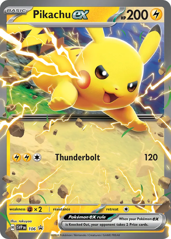 Front of Pikachu ex 106, SVP Black Star Promos English