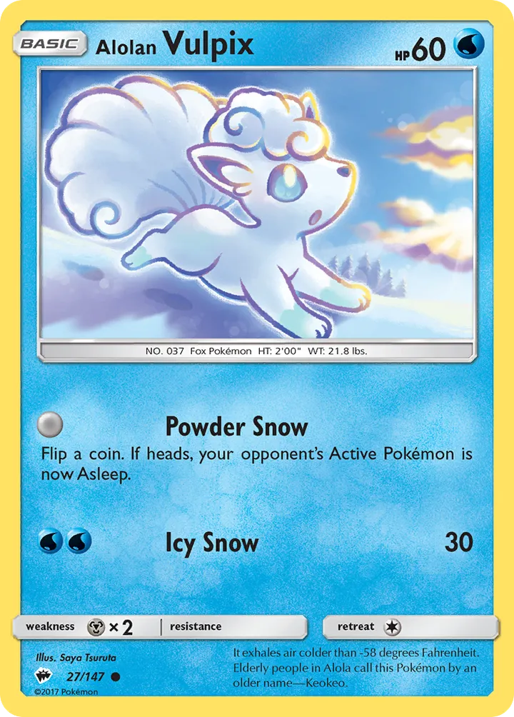 Sun & Moon—Burning Shadows 영어판 Alolan Vulpix 27 카드 앞면