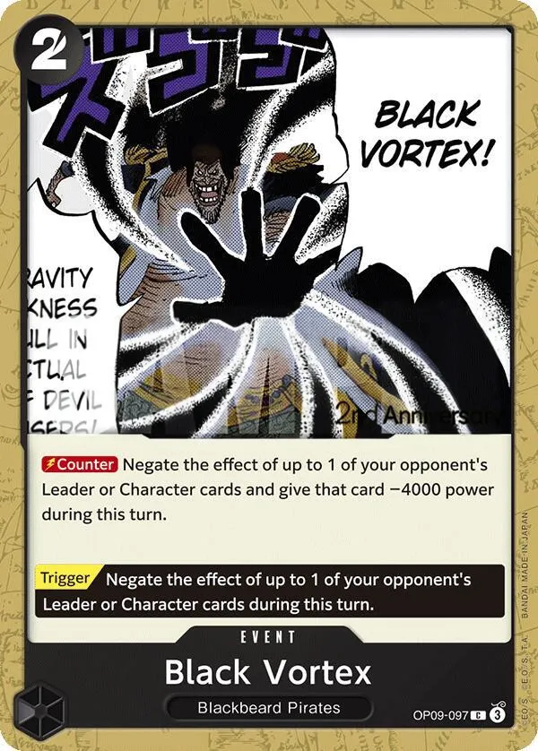 Emperors in the New World 영어판 Black Vortex OP09-097 · 기념 대회 카드 앞면