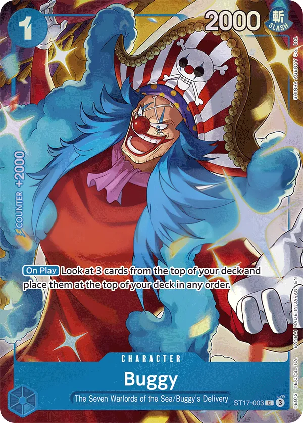 BLUE Donquixote Doflamingo 英語版 Buggy ST17-003 · パラレル 4 カード表面