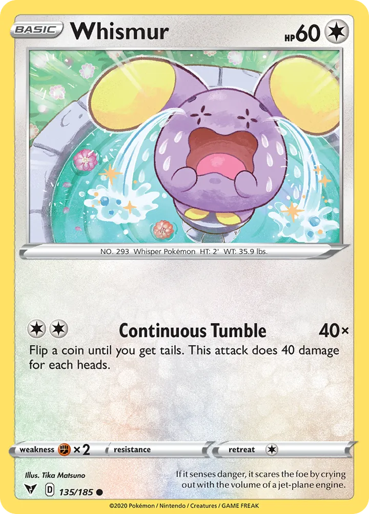 Sword & Shield—Vivid Voltage 영어판 Whismur 135 카드 앞면