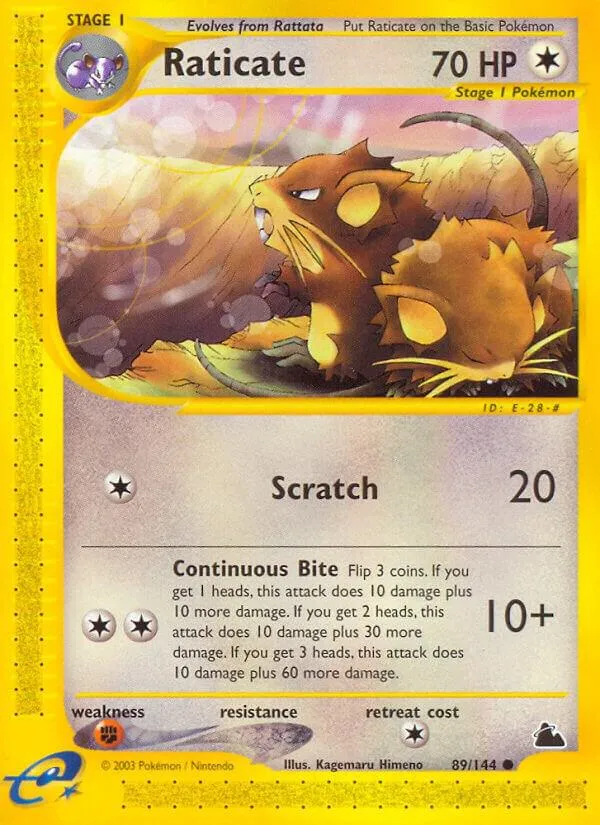 Skyridge 영어판 Raticate 89 카드 앞면
