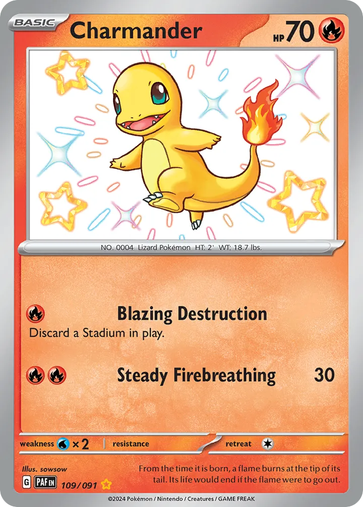 Scarlet & Violet—Paldean Fates 영어판 Charmander 109 카드 앞면
