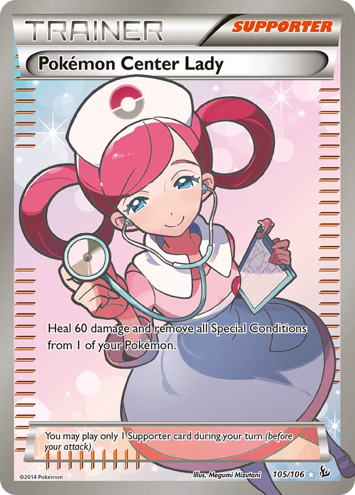XY—Flashfire 영어판 Pokémon Center Lady 105 카드 앞면