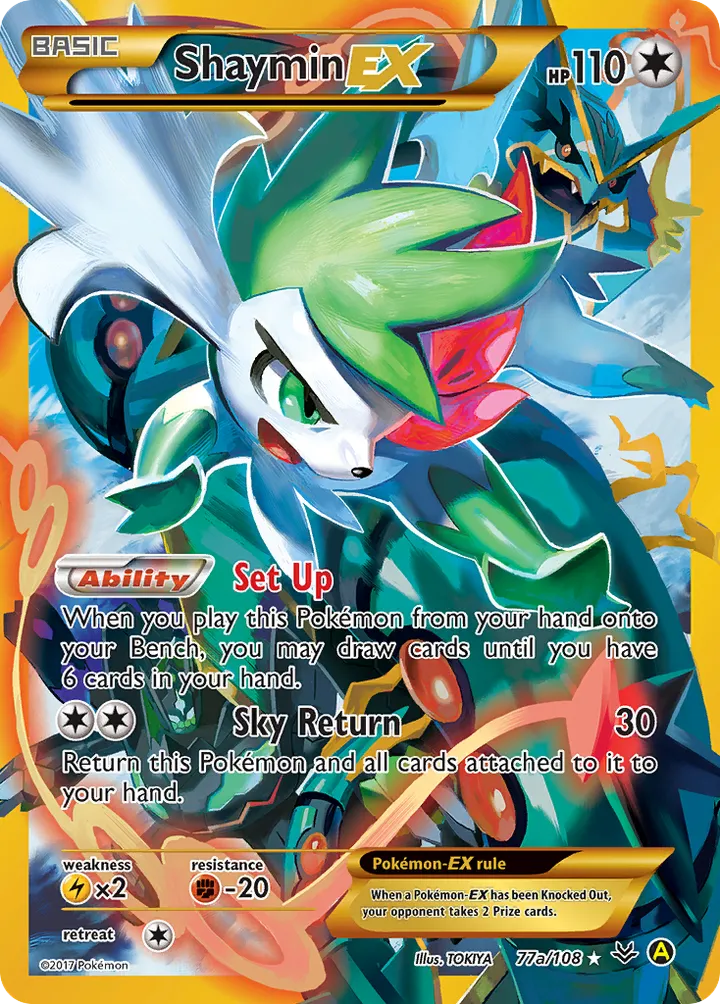 XY—Roaring Skies 영어판 Shaymin-EX 77a 카드 앞면