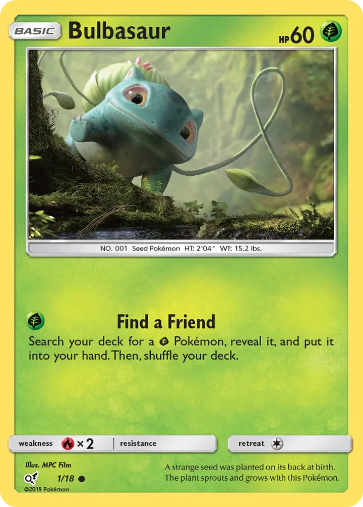 Detective Pikachu 英語版 Bulbasaur 1 カード表面
