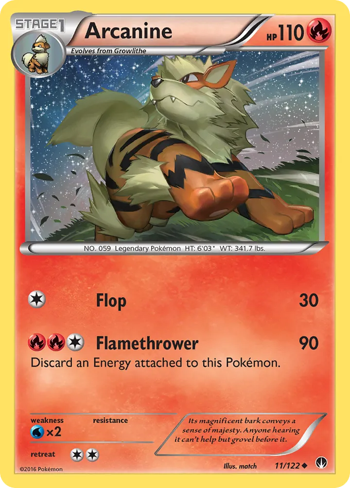 XY—BREAKpoint 英語版 Arcanine 11 カード表面