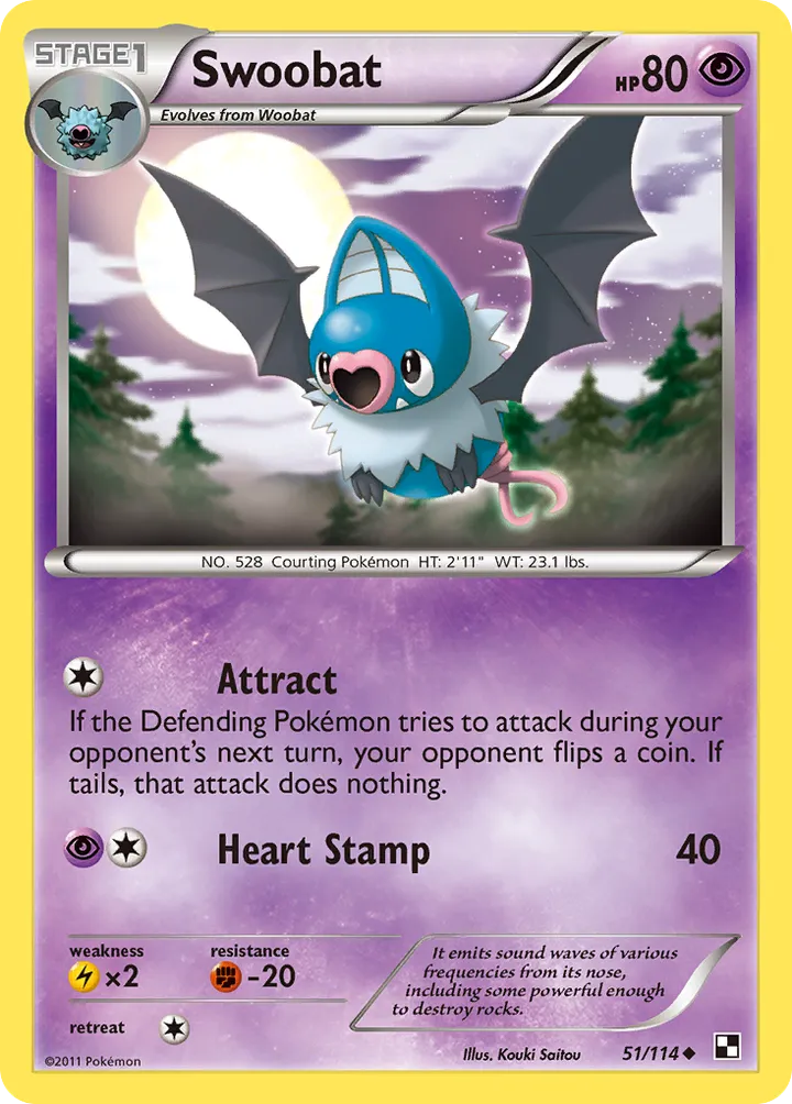 Black & White 영어판 Swoobat 51 카드 앞면