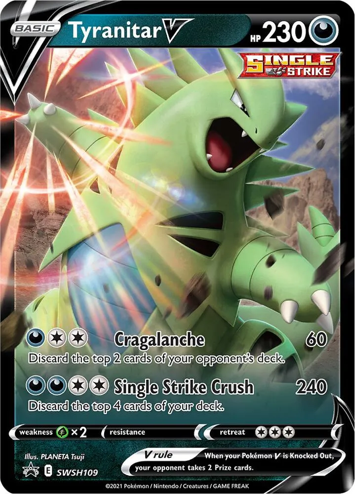 SWSH Black Star Promos 영어판 Tyranitar V SWSH109 카드 앞면
