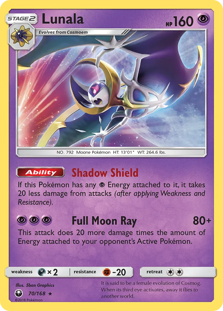 Sun & Moon—Celestial Storm 영어판 Lunala 70 카드 앞면