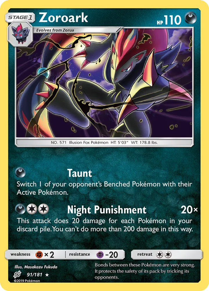 Sun & Moon—Team Up 英語版 Zoroark 91 カード表面