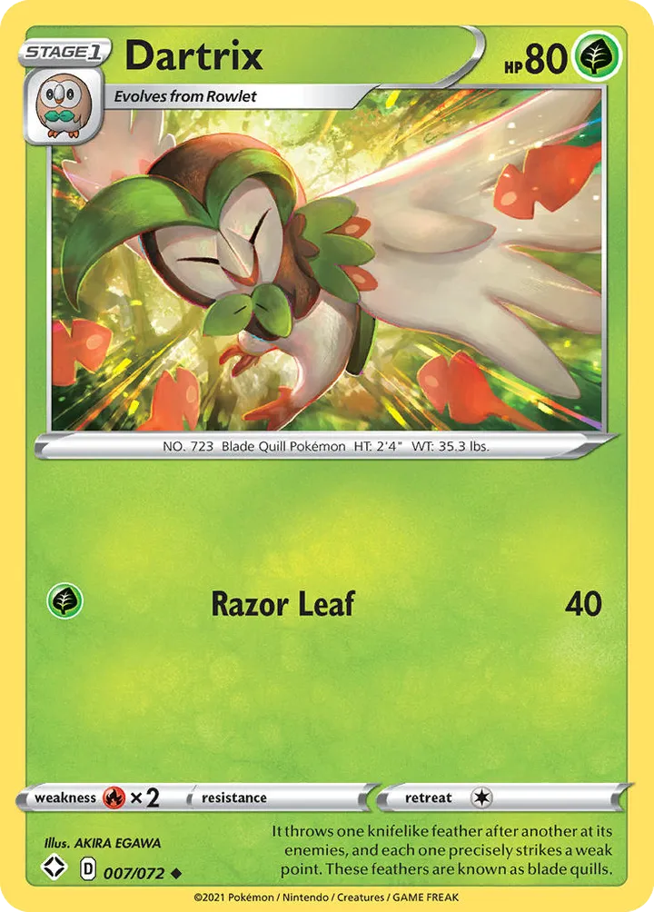 Shining Fates 영어판 Dartrix 7 카드 앞면