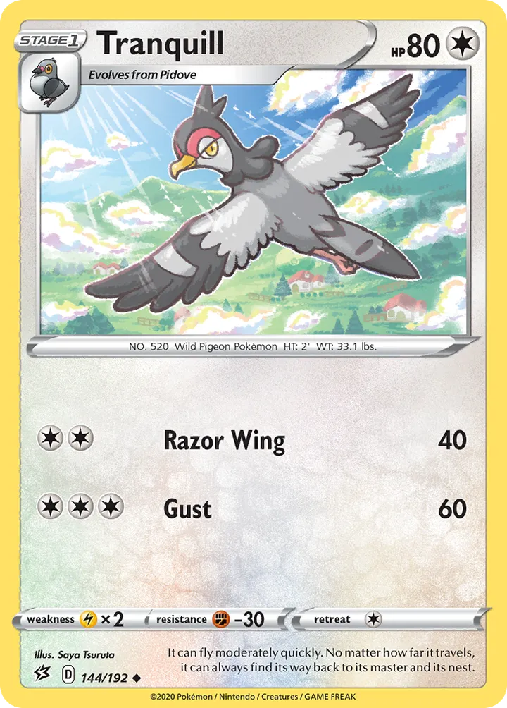 Sword & Shield—Rebel Clash 영어판 Tranquill 144 카드 앞면