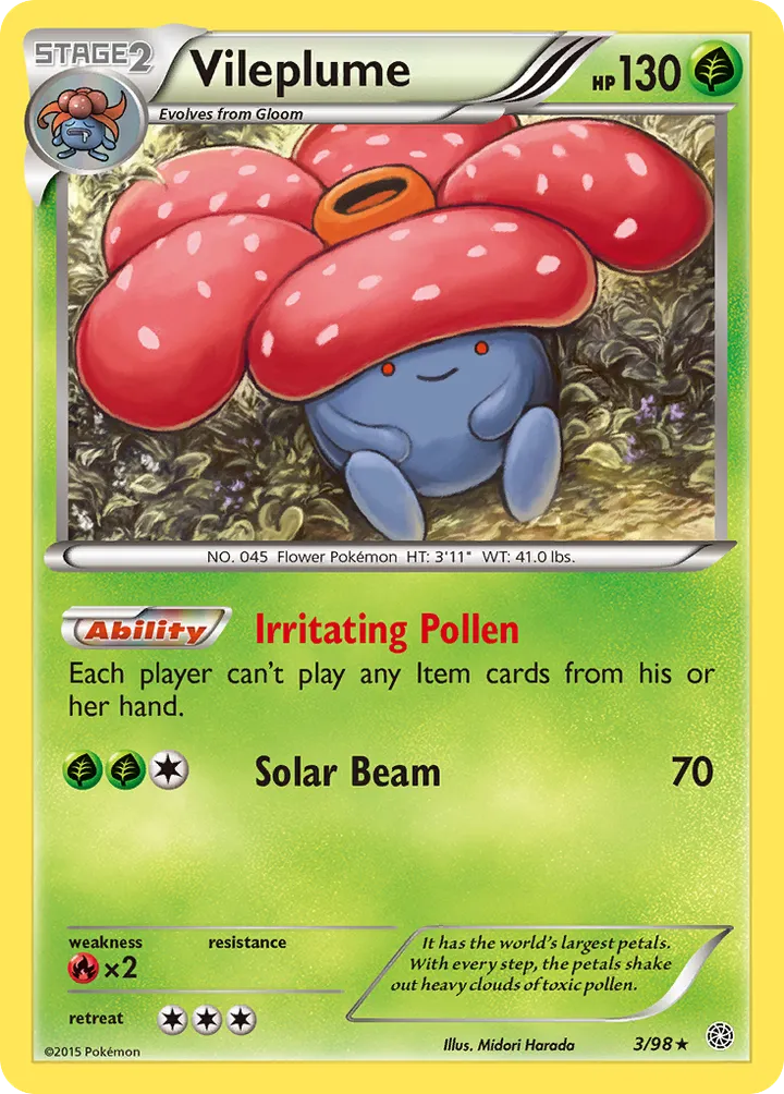 XY—Ancient Origins 英語版 Vileplume 3 カード表面