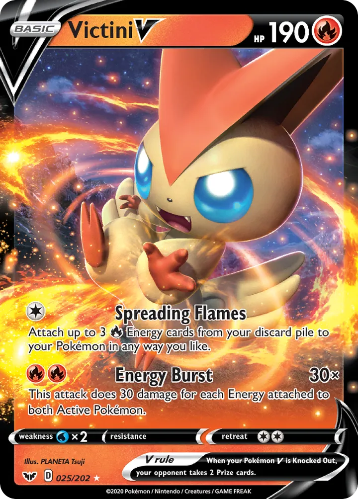 Sword & Shield 英語版 Victini V 25 カード表面