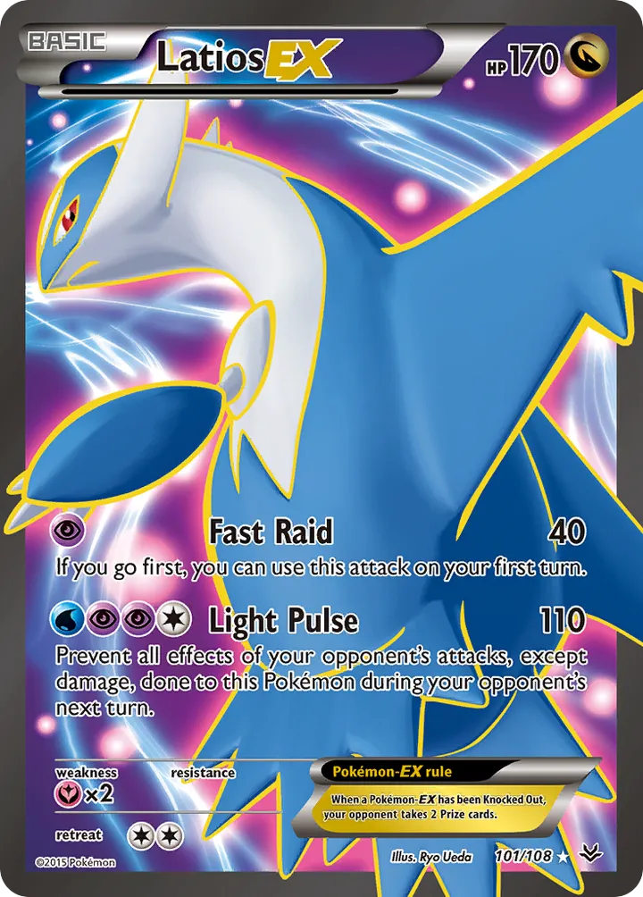 XY—Roaring Skies 영어판 Latios-EX 101 카드 앞면