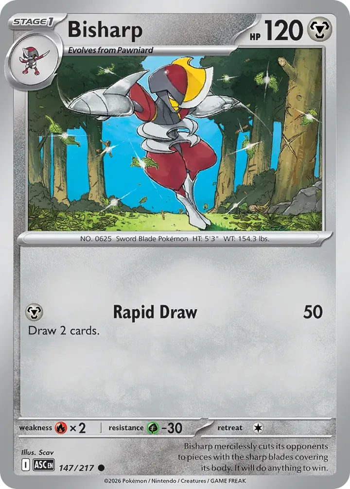 Mega Evolution—Ascended Heroes 영어판 Bisharp 147 카드 앞면