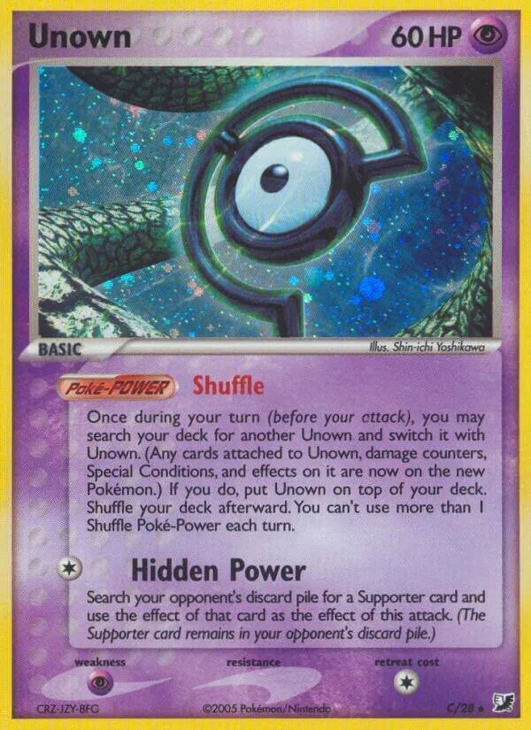 EX Unseen Forces 영어판 Unown C 카드 앞면