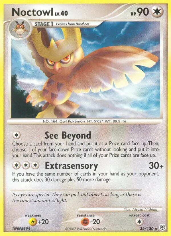 Diamond & Pearl 영어판 Noctowl 34 카드 앞면