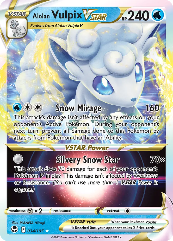 Sword & Shield—Silver Tempest 英語版 Alolan Vulpix VSTAR 34 カード表面