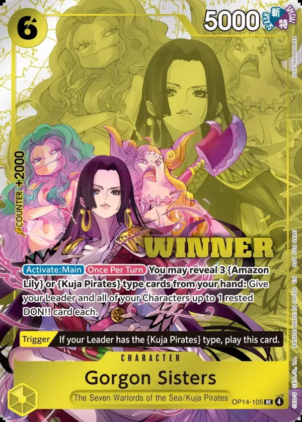 The Azure Sea's Seven 영어판 Gorgon Sisters OP14-105 · 위너 카드 앞면