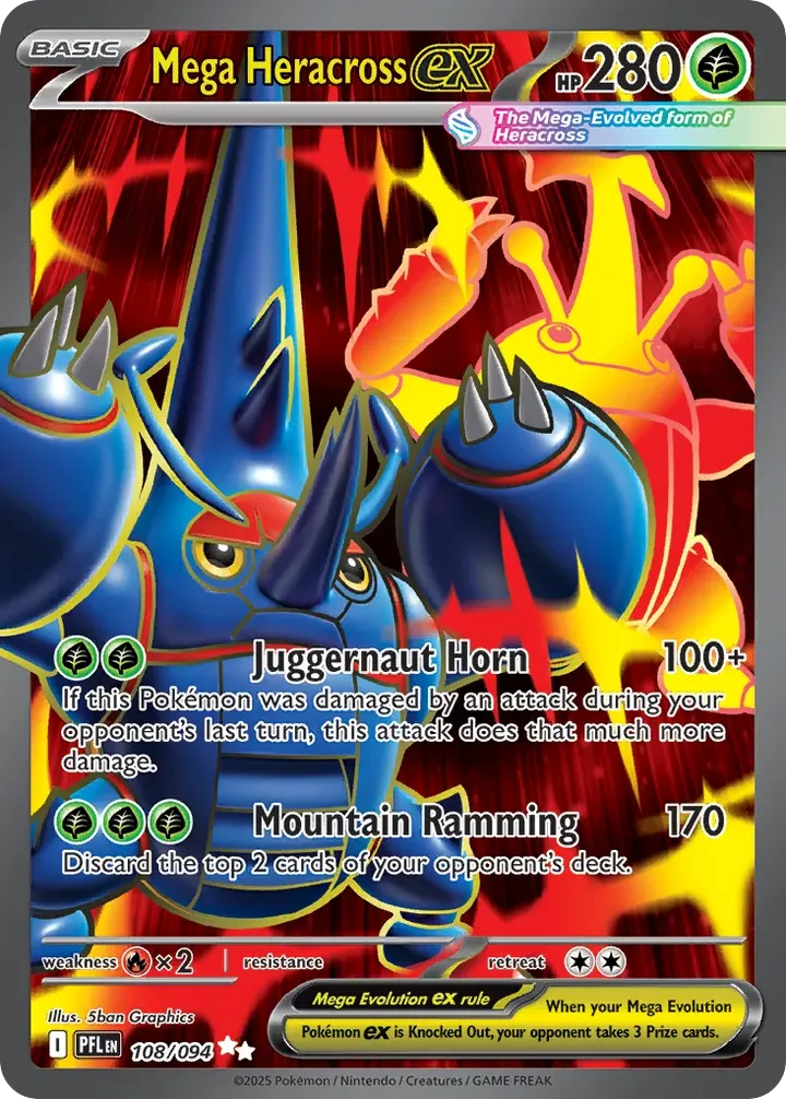 Mega Evolution—Phantasmal Flames 영어판 Mega Heracross ex 108 카드 앞면