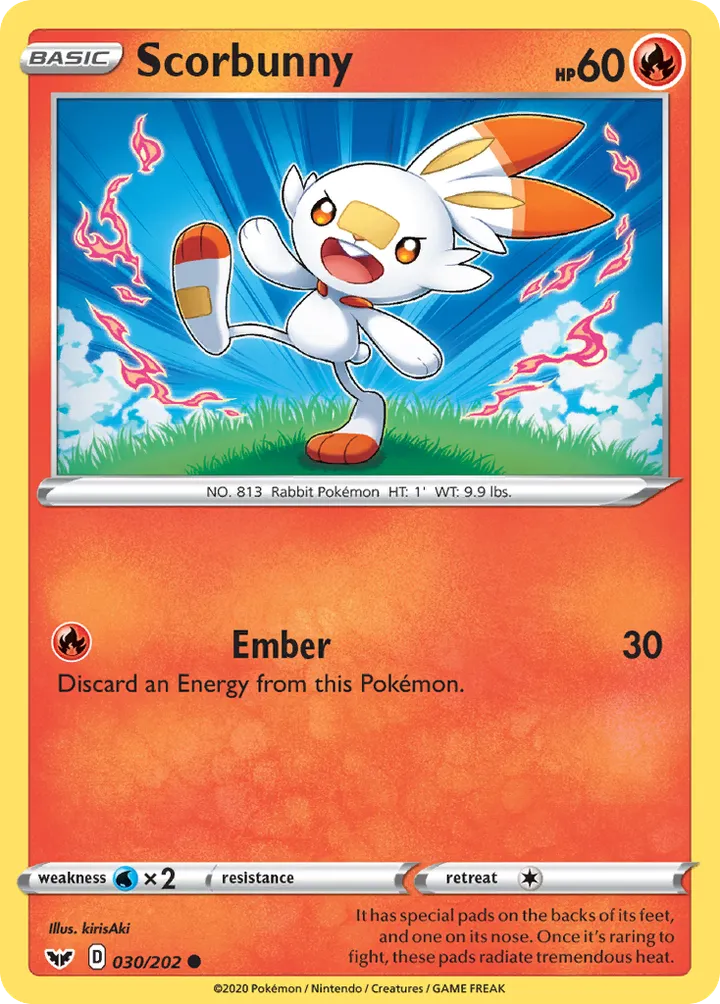 Front of Scorbunny 30, Sword & Shield English
