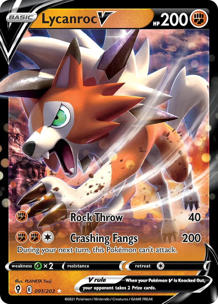 Sword & Shield—Evolving Skies 英語版 Lycanroc V 91 カード表面