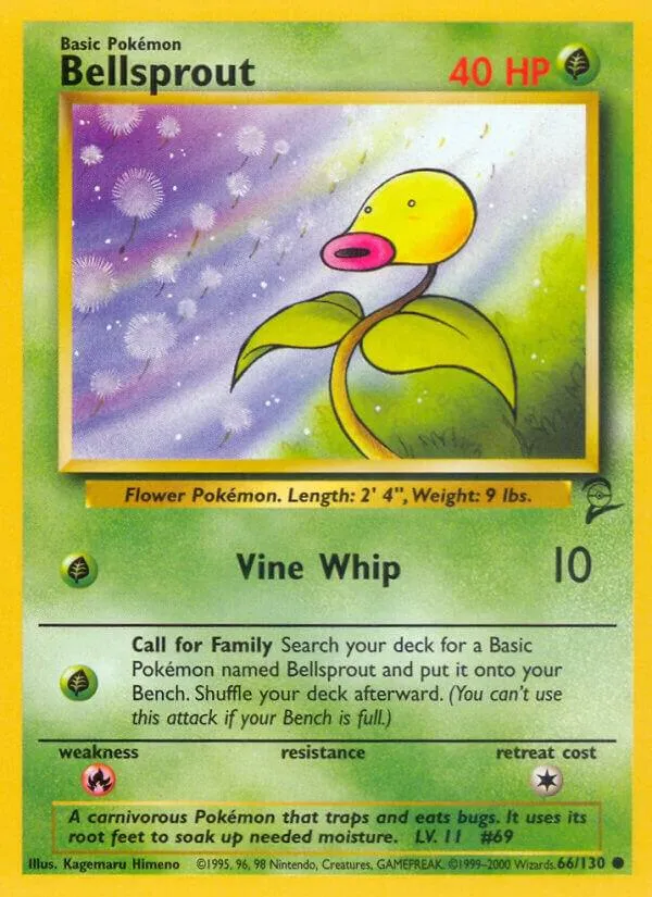 Base Set 2 영어판 Bellsprout 66 카드 앞면