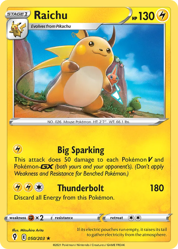 Sword & Shield—Evolving Skies 영어판 Raichu 50 카드 앞면